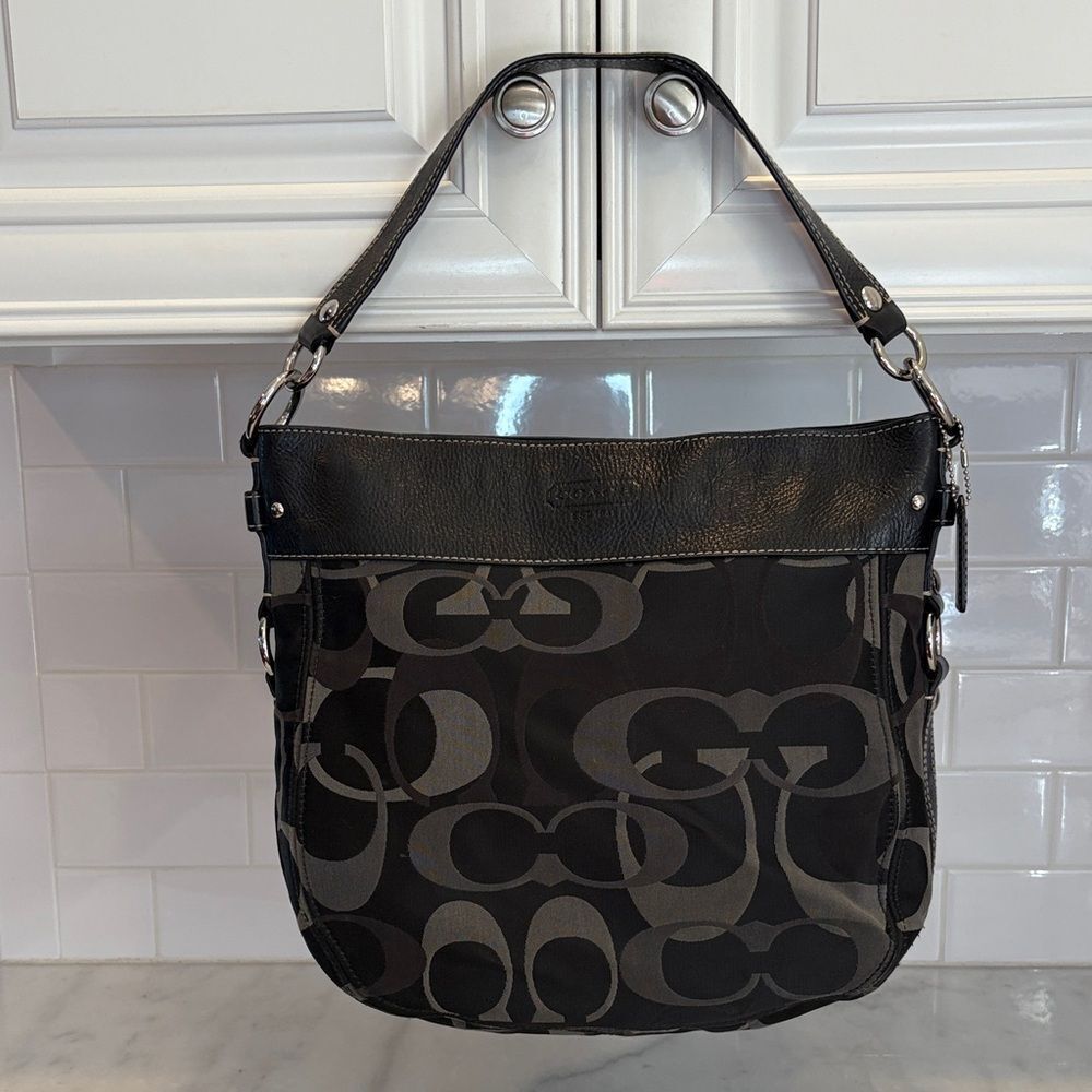 Coach Bag Purse Handbag Y2k Pocketbook Zoe Black And Gray Signature Tote